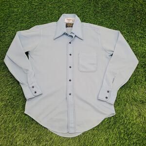 Vintage 80s Disco Hippie Polyester Shirt M 15.5 20x27 Shirttail